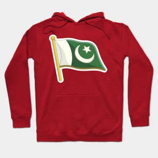 Pakistan flag Sticker design vector. Pakistan independence day 14th of august. Flag of the Republic of Pakistan in the wind on flagpole sticker design logo. Hoodie